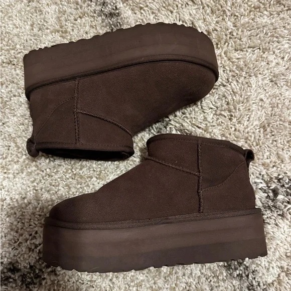 Uggs Platform Ankle Boots in Dark Brown - Picture 2 of 5